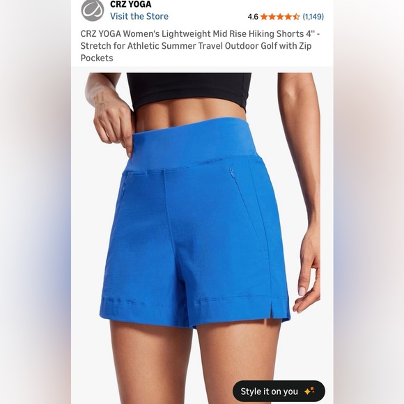 CRZ YOGA Pants - EUC CRZ YOGA Bright Blue High-Waist Athletic Shorts with Zip Pockets